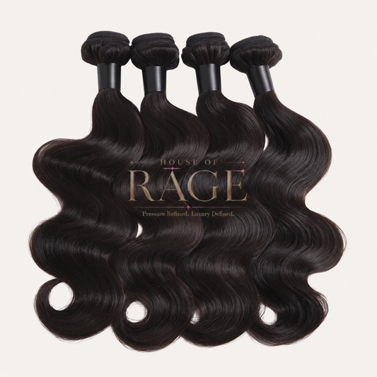 Natural Dark Hair Bundles In Body Wave Texture.