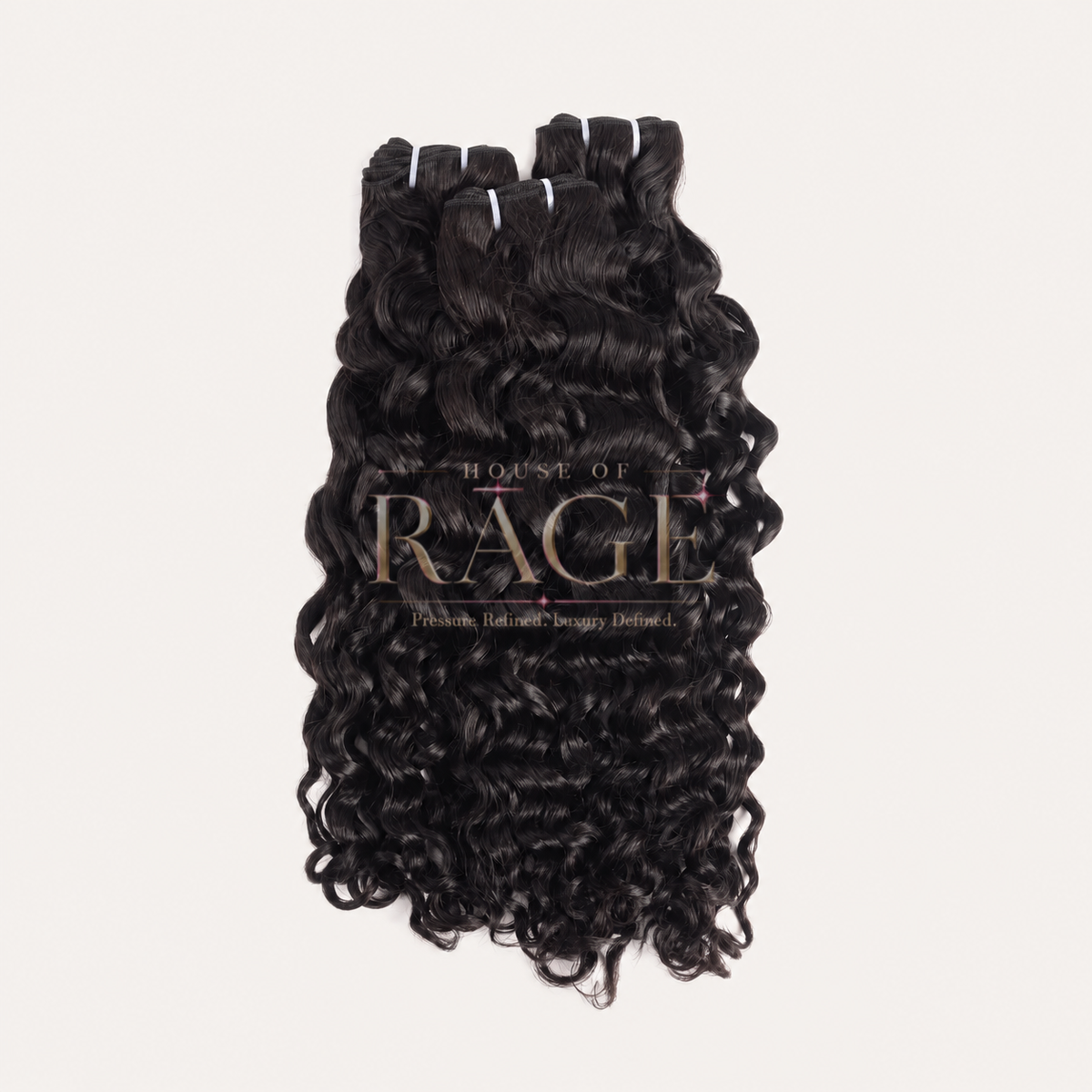 Natural Dark Hair Bundle In Water Wave Texture.