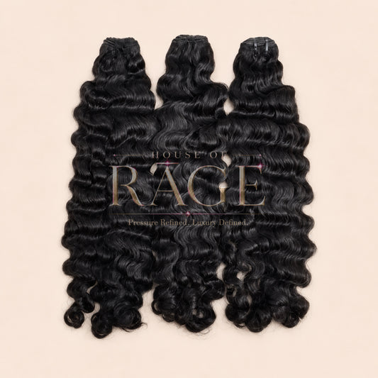 Natural Dark Hair Bundle In Burmese Curly Texture.