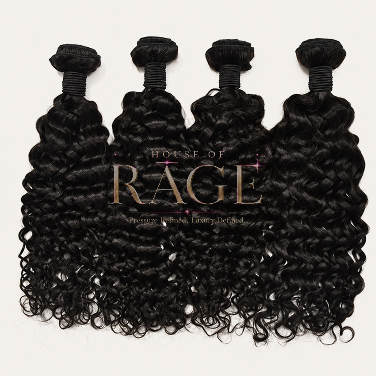 Natural Dark Hair Bundles In Water Wave Texture.